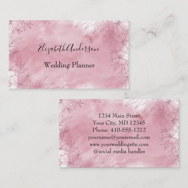 Personalised Pink Floral Feminine For Her Business Card (Front/Back)