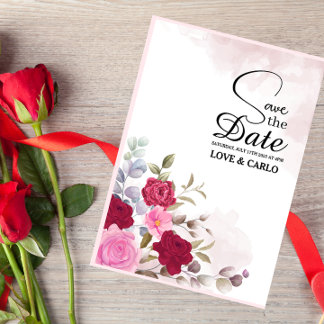 Personalised Pink Floral Flower Wedding Invitation
