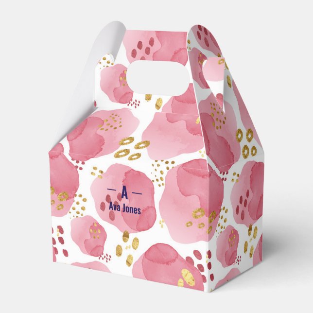 Personalised Pink Floral Gift Box – Custom Name Bl (Front Side)