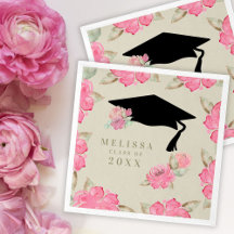 Personalised Pink Floral Girl's Graduation Party