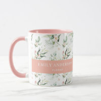 Personalised Pink Floral Greenery Elegant Florist