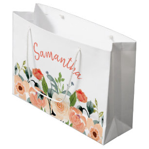 Personalised Pink Floral Large Gift Bag