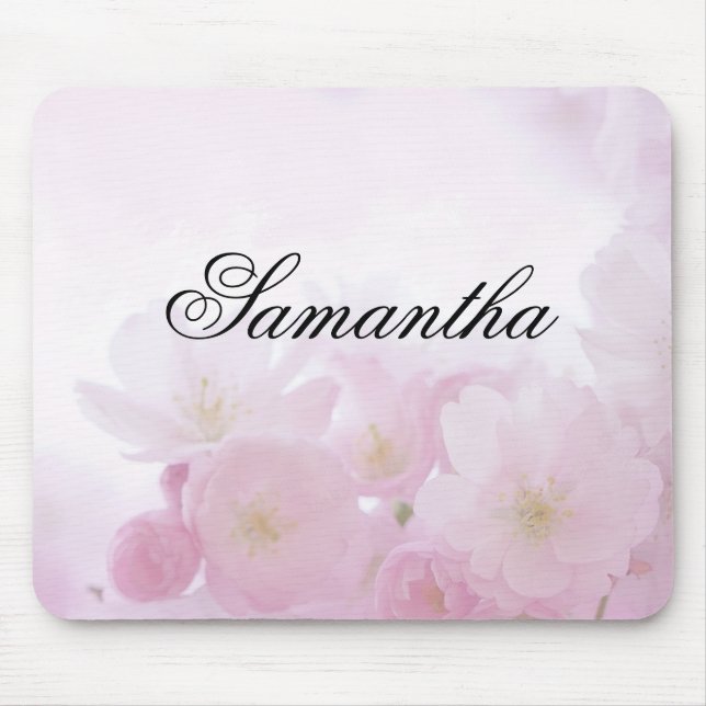Personalised Pink Floral Mouse Mat (Front)