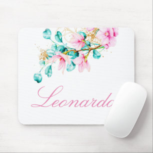 Personalised Pink floral Mouse pad