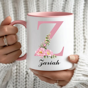 Personalised Pink Floral Mug Gift for Bridesmaids