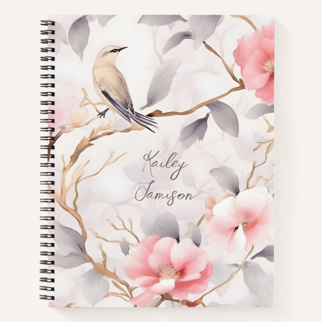 Personalised Pink Floral Notebook (Front)