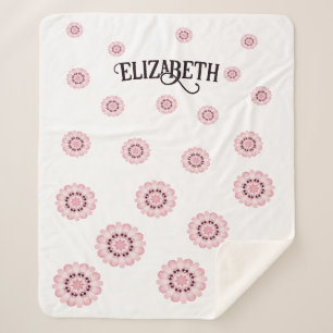 Personalised Pink Floral Pattern Sherpa Blanket