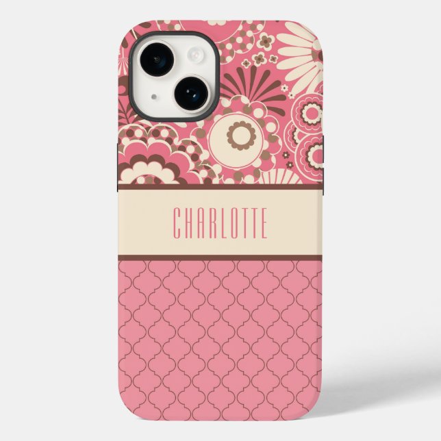 Personalised Pink Floral Phone Case (Back)