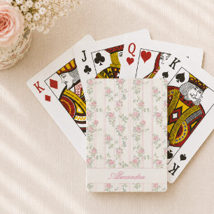 Personalised Pink Floral Playing Cards