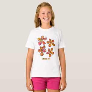 Personalised Pink Floral Pop Art  T-Shirt
