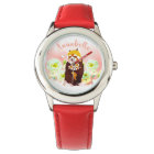 Personalised Pink Floral Red Panda Kid's Watch