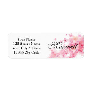 Personalised pink floral return address labels