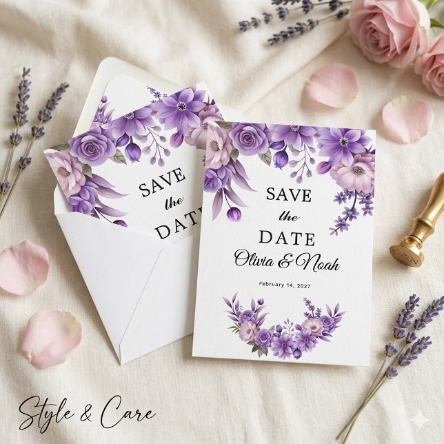 Personalised Pink Floral Save The Date Card (Personalized Pink Floral Save The Date Card)