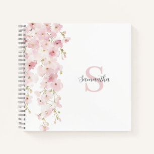 Personalised Pink Floral Watercolor Notebook