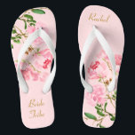 Personalised Pink Floral Wedding Bride Tribe Flip  Flops<br><div class="desc">These personalised flip flops feature an elegant aesthetic design of pink peony flowers watercolor painting. The beautiful flip flops are a memorable gift for wedding party members: bride, bridesmaids, mother of the bride, maid of honour... They will add a stylish dose of glam to your wedding day, bachelorette party, or other celebration. ♥Customise...</div>