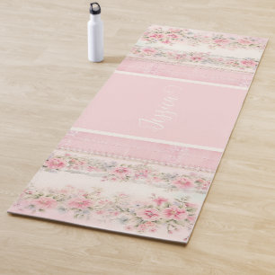 Personalised pink floral Yoga Mat