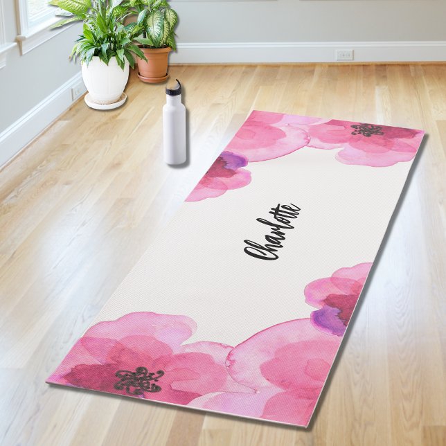 Personalised Pink Floral Yoga Mat (Creator Uploaded)
