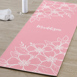Personalised Pink Floral Yoga Mat