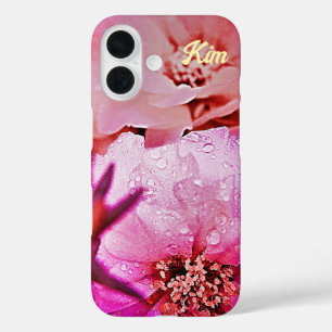 Personalised Pink Flower Apple iPhone Case