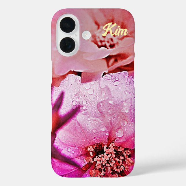 Personalised Pink Flower Apple iPhone Case (Back)