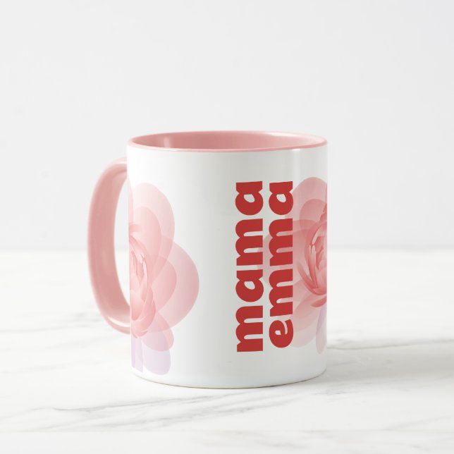 Personalised Pink Flower Mug Custom Gift for Mum (Front Left)