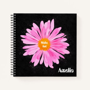 Personalised Pink Flower Painting Notebook