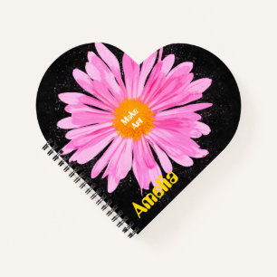Personalised Pink Flower Painting Notebook