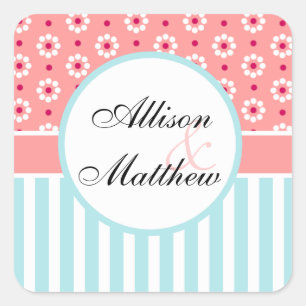Personalised Pink Flowers Engagement stickers