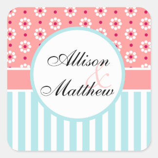 Personalised Pink Flowers Engagement stickers