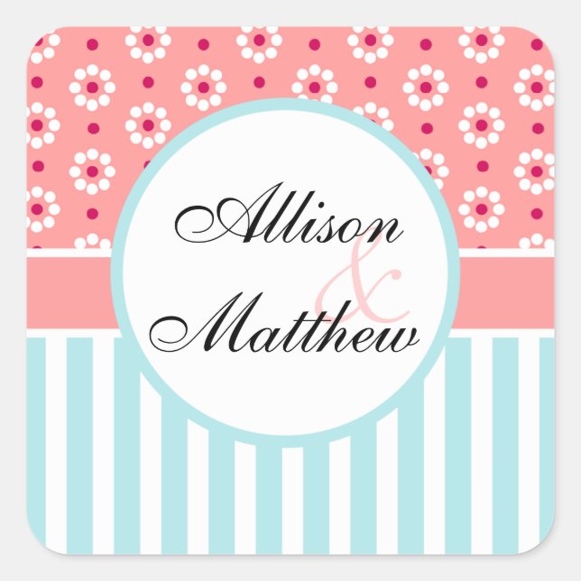 Personalised Pink Flowers Engagement stickers (Front)