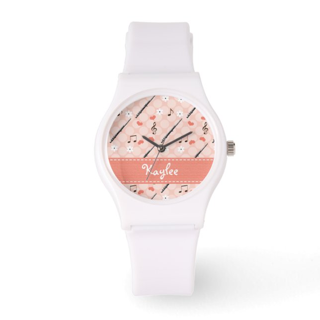 Personalised Pink Flute Watch (Front)