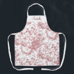 Personalised Pink French Engraved Floral Toile Apron<br><div class="desc">Elegant and ornate pink and white vintage toile de jouy pattern featuring exotic flowers, vines and foliage intertwined with garlands and baskets of roses. This pattern was adapted from an historic French textile fragment ca 1910 in the Smithsonian collection. Features customisable blank element and editable text field. Strap colour is...</div>