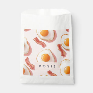 Personalised Pink Fried Eggs and Bacon Pattern Favour Bags