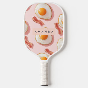 Personalised Pink Fried Eggs and Bacon Pattern Pickleball Paddle