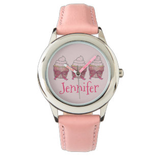 Personalised Pink Frosted Cupcake Cupcakes Watch