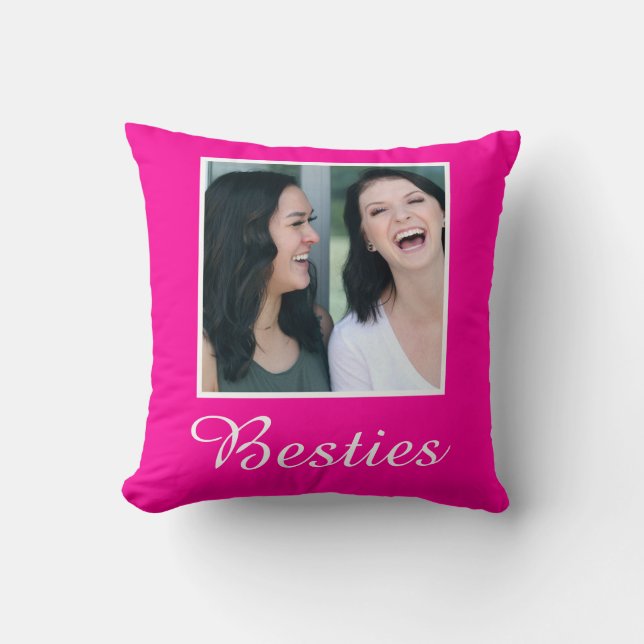 Personalised Pink Fuchsia Solid colour Photo Cushion (Front)