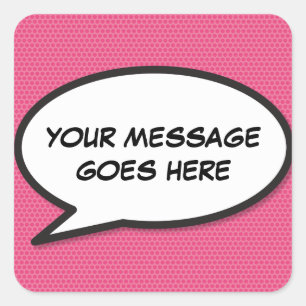 Personalised Pink Fun Speech Bubble Comic Book Square Sticker