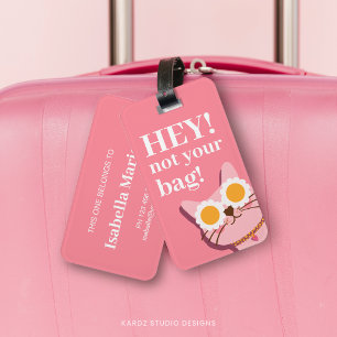  Personalised Pink Funny Cat Luggage Tag