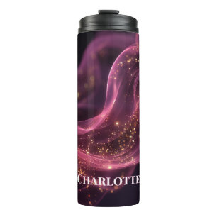 Personalised Pink Galaxy Sparkle Name Custom Thermal Tumbler