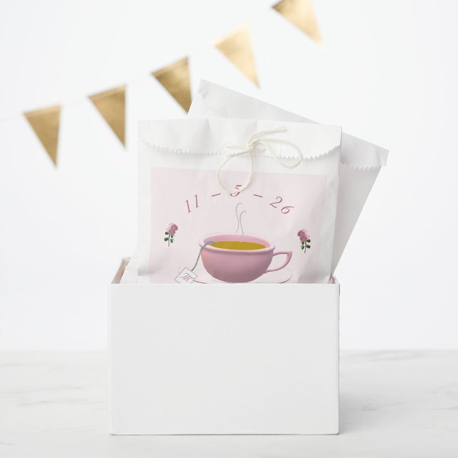 Personalised Pink Garden Tea-Party Bridal Shower Favour Bags (Creator Uploaded)