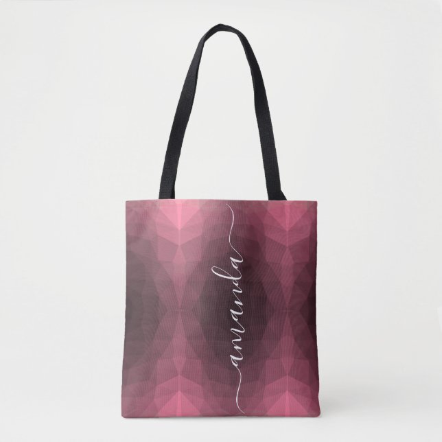 Personalised Pink Geometric Tote Bag (Front)