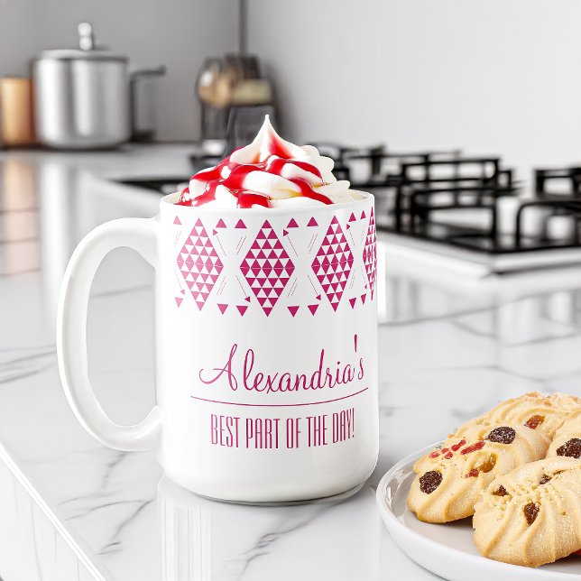 Personalised Pink Geometric Triangles  Coffee Mug (Creator Uploaded)