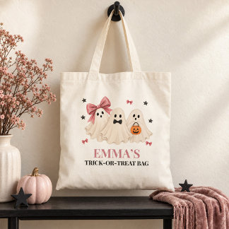 Personalised Pink Ghost Trick-or-Treat Bag