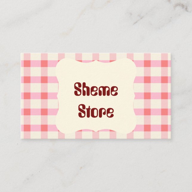 Personalised Pink Gingham Business Card | Custom E (Front)