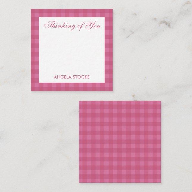 Personalised Pink Gingham Card (Front/Back)