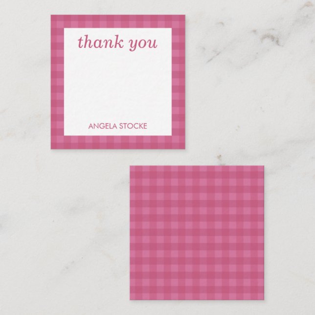 Personalised Pink Gingham Card (Front/Back)