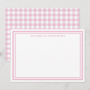 Personalised Pink Gingham Monogram Name Card