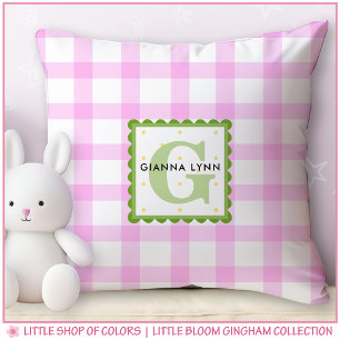 Personalised Pink Gingham Monogram Nursery Pillow