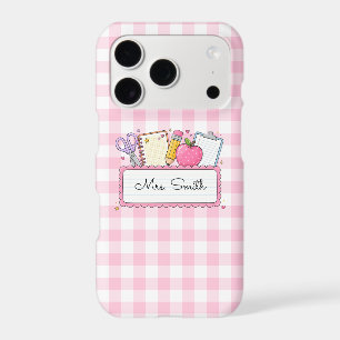 Personalised Pink Gingham Teacher