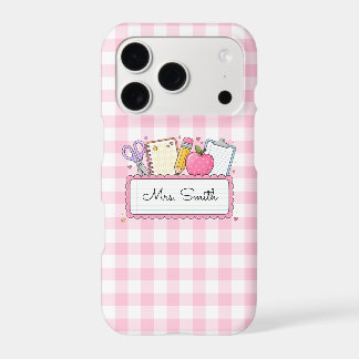 Personalised Pink Gingham Teacher